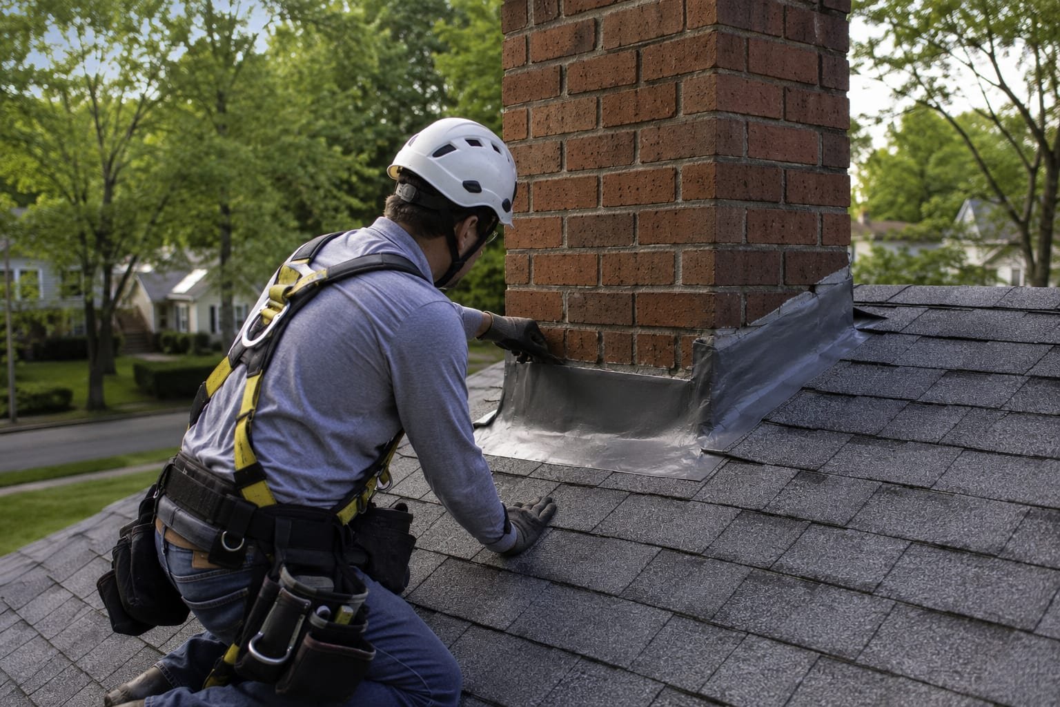 Chimney inspection being carried out on a mid-century home in DeWitt, NY