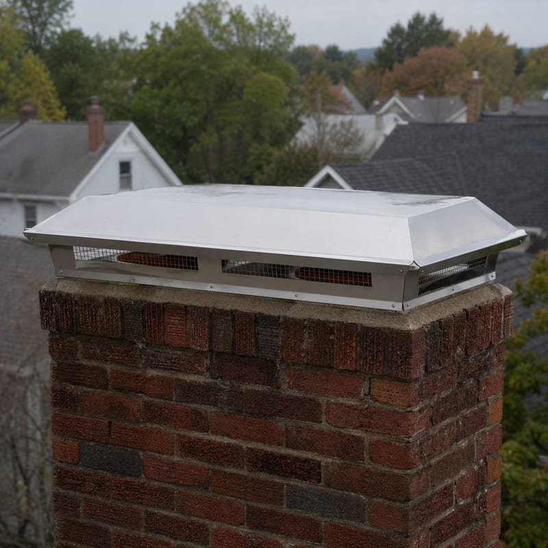 Multi-flue chimney cap covering two flues and the crown in Syracuse, NY