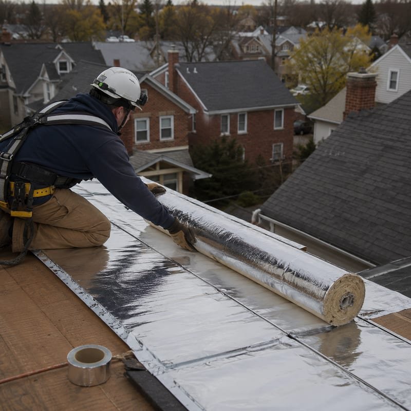 Insulation wrap applied to a stainless chimney liner before installation in Syracuse, NY