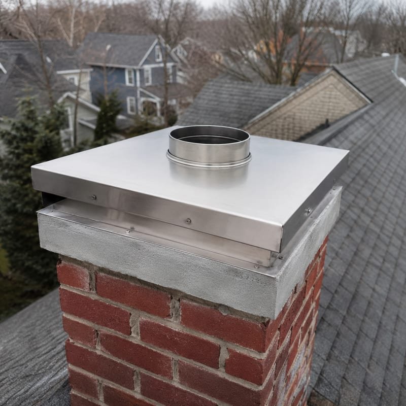 New top plate and cap sealing a relined chimney crown in Syracuse, NY
